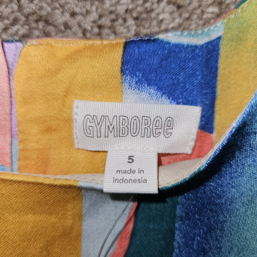 NWT Gymboree 100% Rayon Multi-Colored Watercolor Flutter Sleeve Dress Size 5